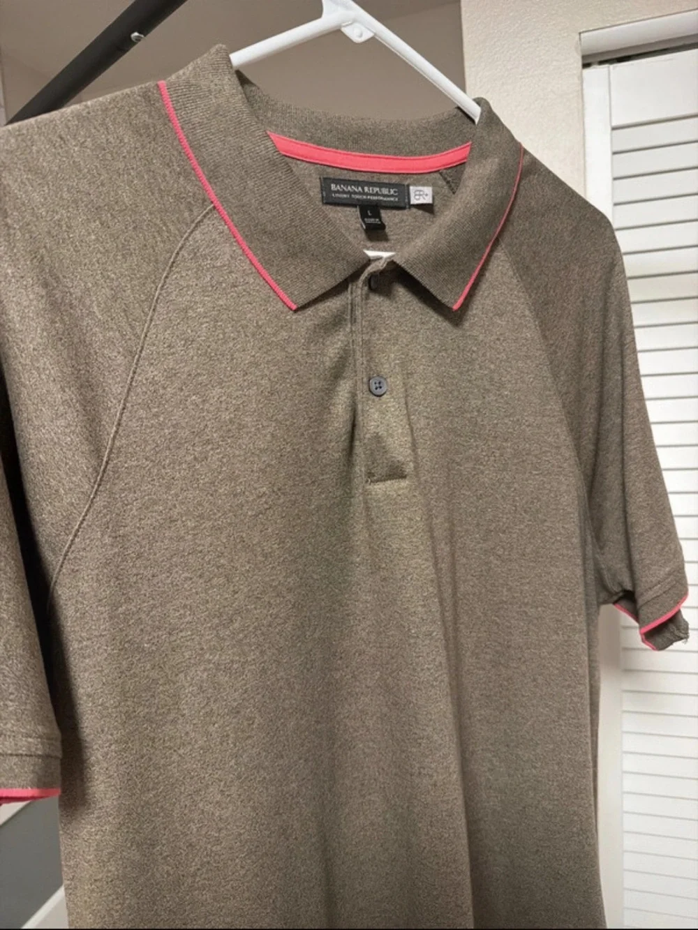 Banana Republic Tan Polo with Pink Trim